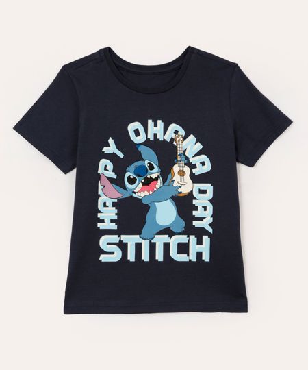 camiseta de algodão stitch azul 2