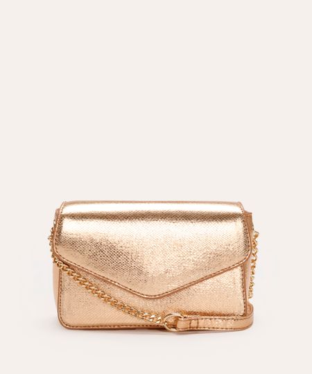bolsa tiracolo texturizada metalizada dourada UNICO