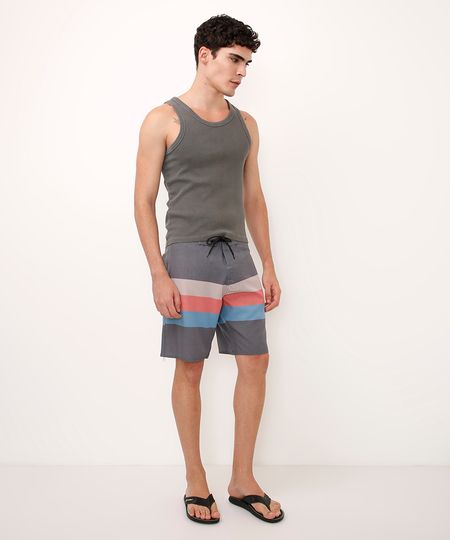 short boardshort listrado cinza 40