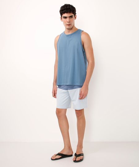 bermuda boardshort reta listrada azul 40
