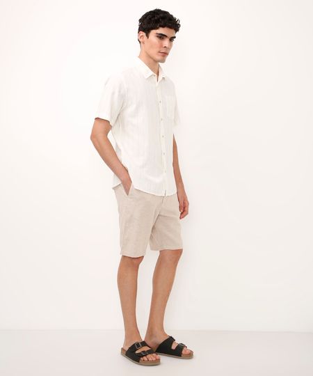 bermuda reta de linho bege 50 bermuda reta de linho bege 50