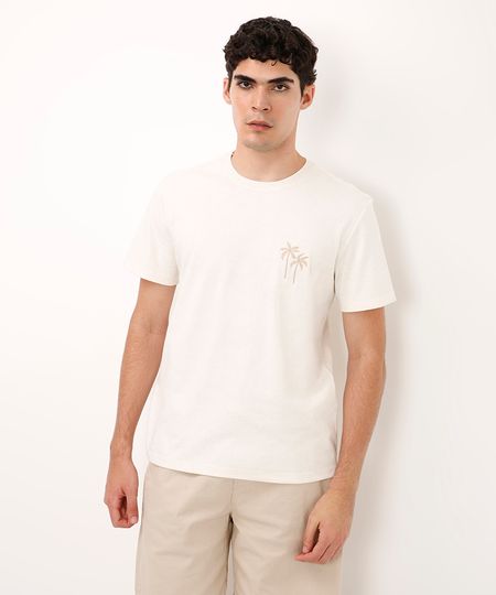 camiseta comfort com linho coqueiro off white P