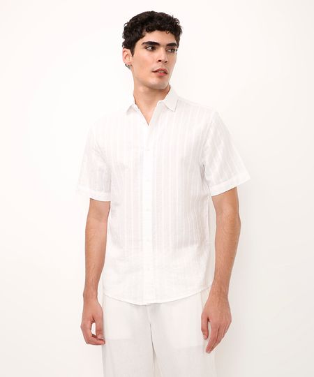 camisa de algodão texturizada branca GG