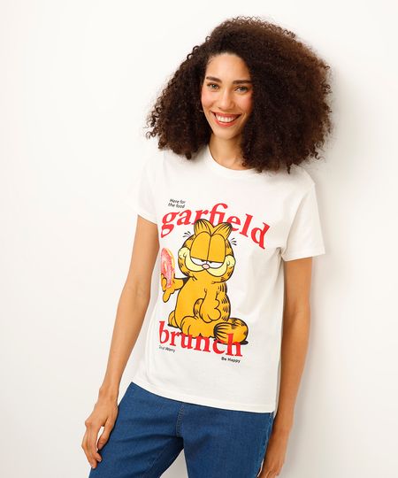 camiseta de algodão garfield  off white G