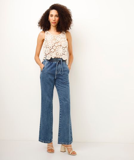 calça reta jeans cós elástico sawary azul 36 calça reta jeans cós elástico sawary azul 36