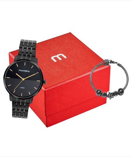 kit relógio analógico feminino mondaine 32683lpmvpe4kb preto UNICO kit relógio analógico feminino mondaine 32683lpmvpe4kb preto UNICO