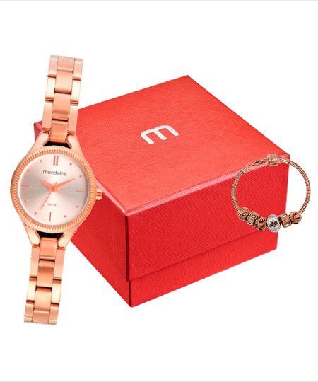 kit relógio analógico feminino mondaine 32530lpmvre3ka rosa UNICO