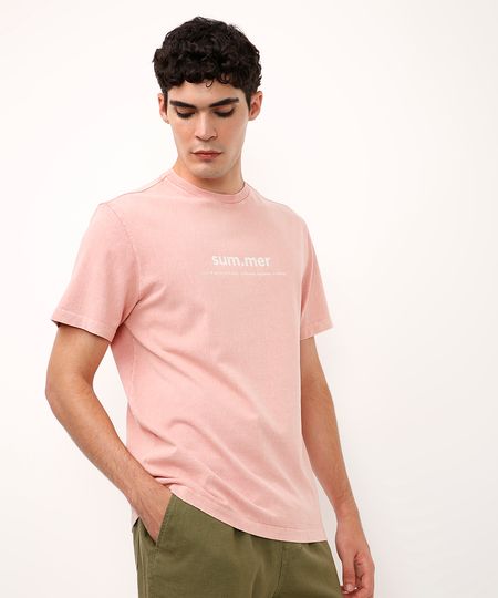 camiseta de algodão summer rosa P