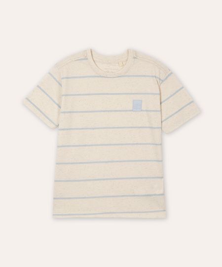 camiseta infantil com linho listrada off white 4