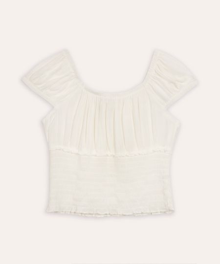 blusa juvenil de viscose com lastex off white 10