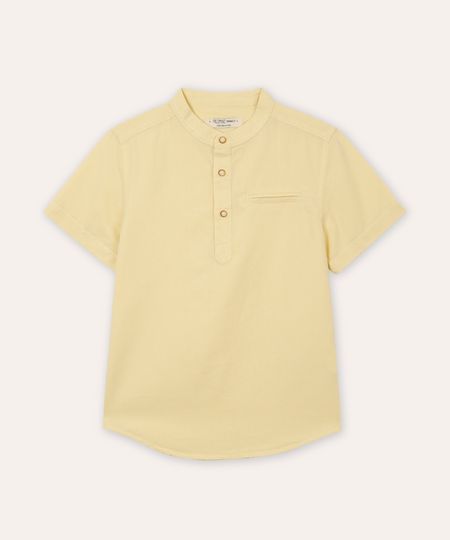 camisa com linho infantil manga curta amarela 4 camisa com linho infantil manga curta amarela 4