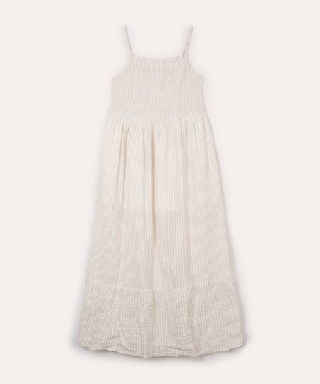 vestido midi juvenil listrado off white 10