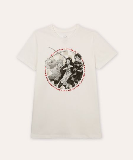 camiseta de algodão juvenil demon slayer off white 14