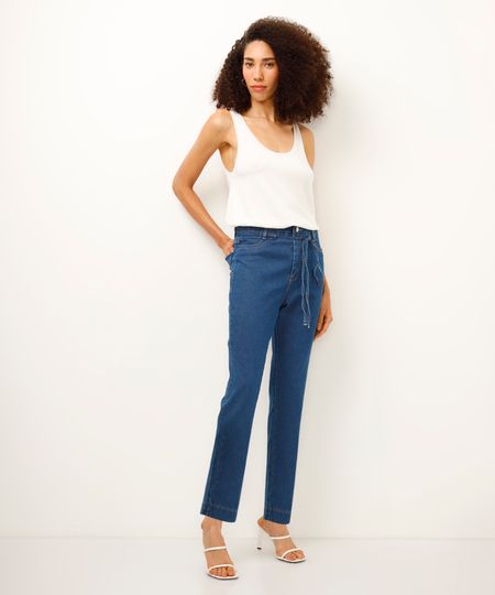 calça jeans cigarrete com cordão sawary azul 36 calça jeans cigarrete com cordão sawary azul 36