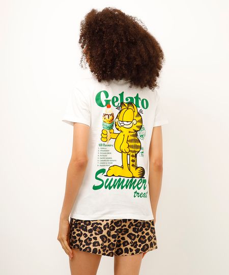 camiseta de algodão garfield off white PP