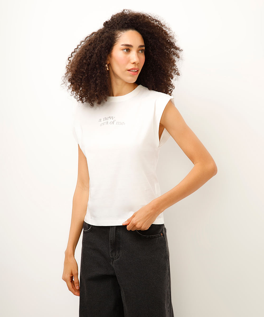 blusa muscle tee de algodão a new era of me off white