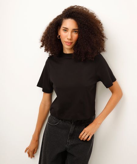 cropped de algodão peruano preto PP