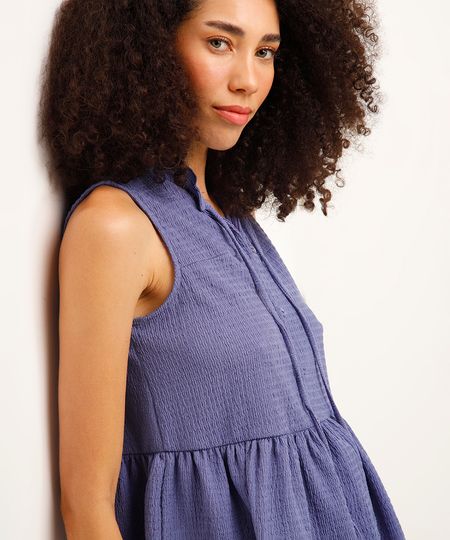 regata texturizada com amarração azul PP regata texturizada com amarração azul PP