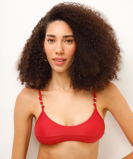 biquíni top faixa com bojo removível vermelho GG