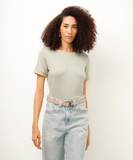 camiseta de viscose decote redondo manga curta verde M camiseta de viscose decote redondo manga curta verde M