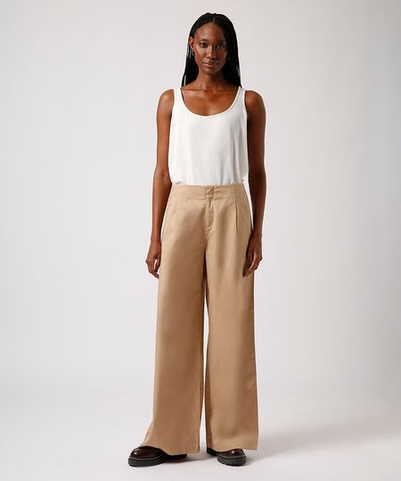 calça alfaiataria de algodão mindset bege 40 calça alfaiataria de algodão mindset bege 40