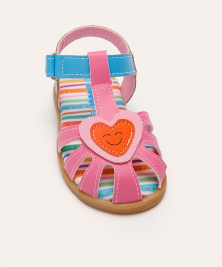 sandália infantil coração mooui rosa 25