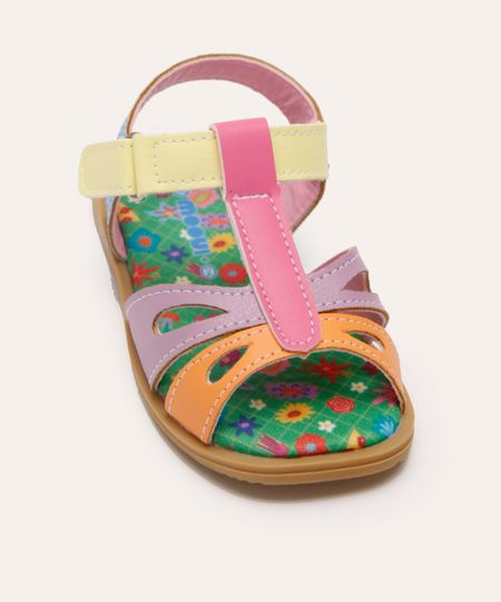 sandália infantil com recortes mooui colorida 26