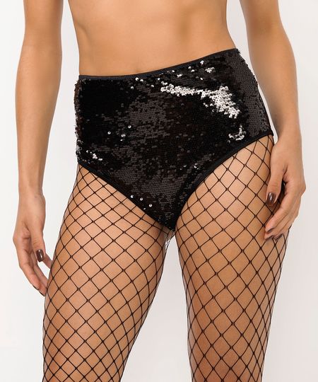 hot pant de paetê preta P hot pant de paetê preta P