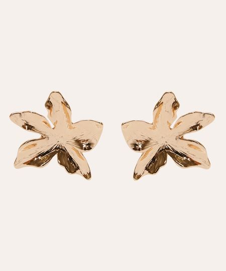 brinco floral orgânico dourado UNICO