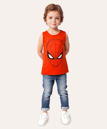 regata infantil de algodão homem aranha vermelha 4