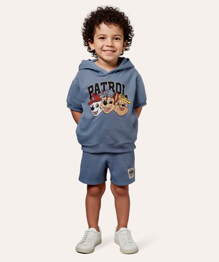 conjunto infantil de moletom curto patrulha canina azul 1