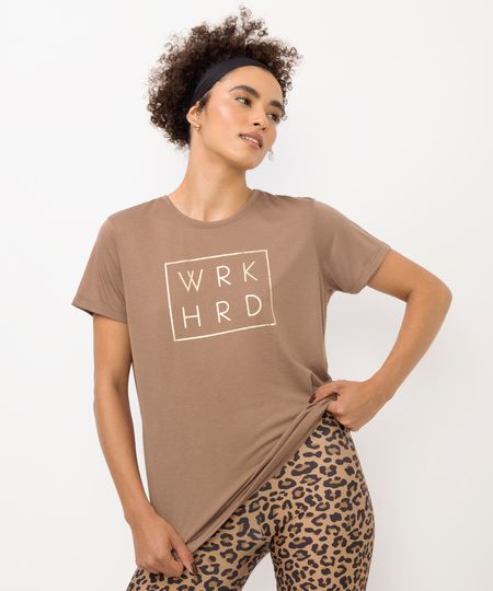 camiseta feminina esportiva ace work hard marrom M camiseta feminina esportiva ace work hard marrom M