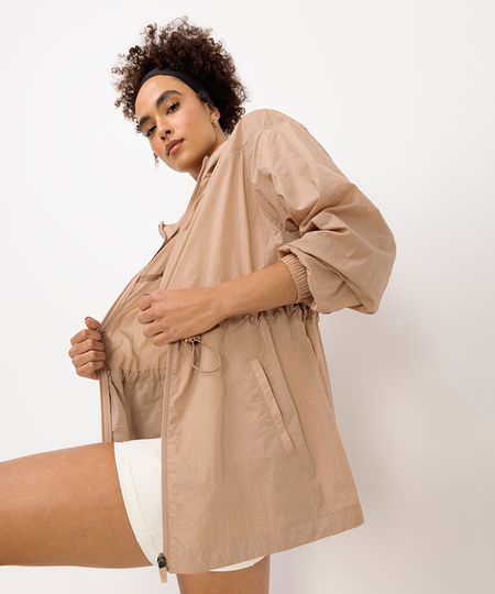parka feminina esportiva ace texturizada bege M