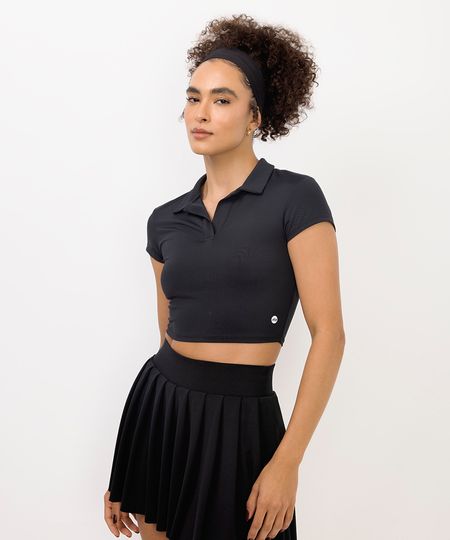 polo slim feminina esportiva ace preta GG