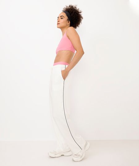 calça reta feminina esportiva ace com nervura branca M
