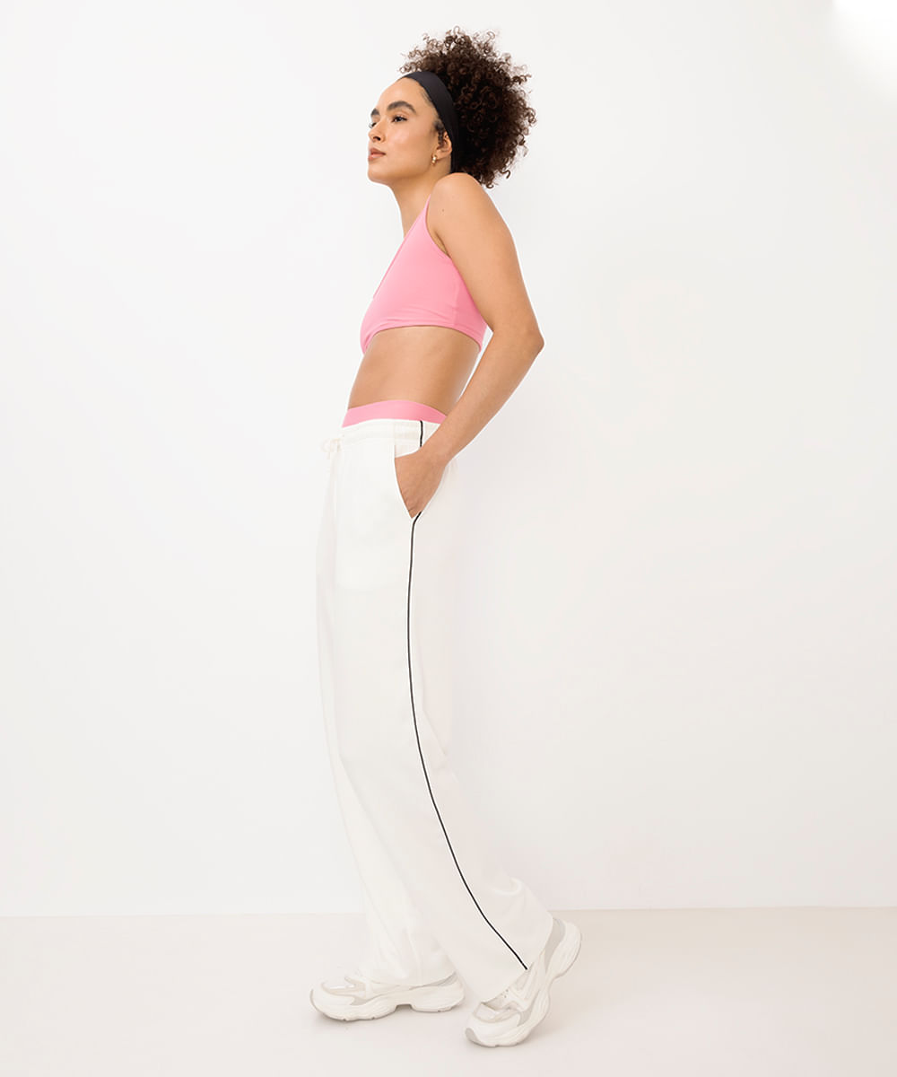 calça reta feminina esportiva ace com nervura branca
