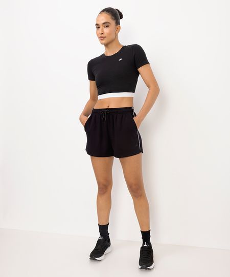 bermuda feminina esportiva ace com nervuras preta P bermuda feminina esportiva ace com nervuras preta P