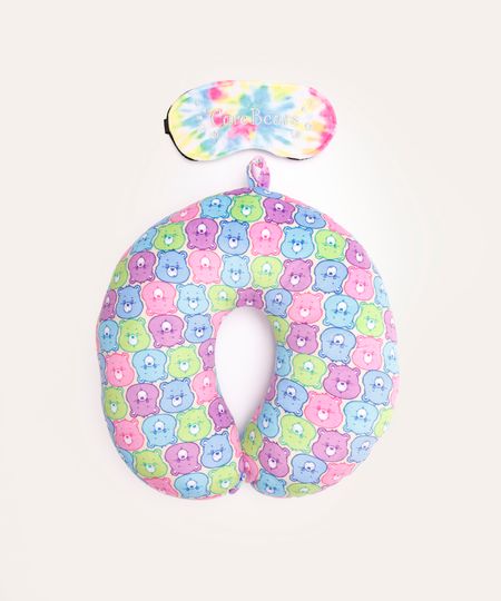 apoio de pescoço com máscara de dormir ursinhos carinhosos colorido UNICO apoio de pescoço com máscara de dormir ursinhos carinhosos colorido UNICO