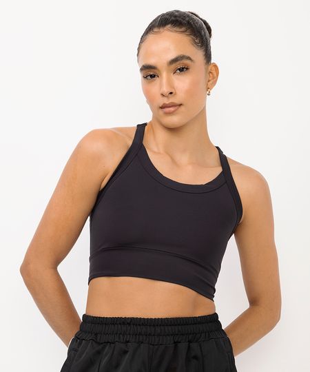 top feminino alongado esportivo ace preto P top feminino alongado esportivo ace preto P
