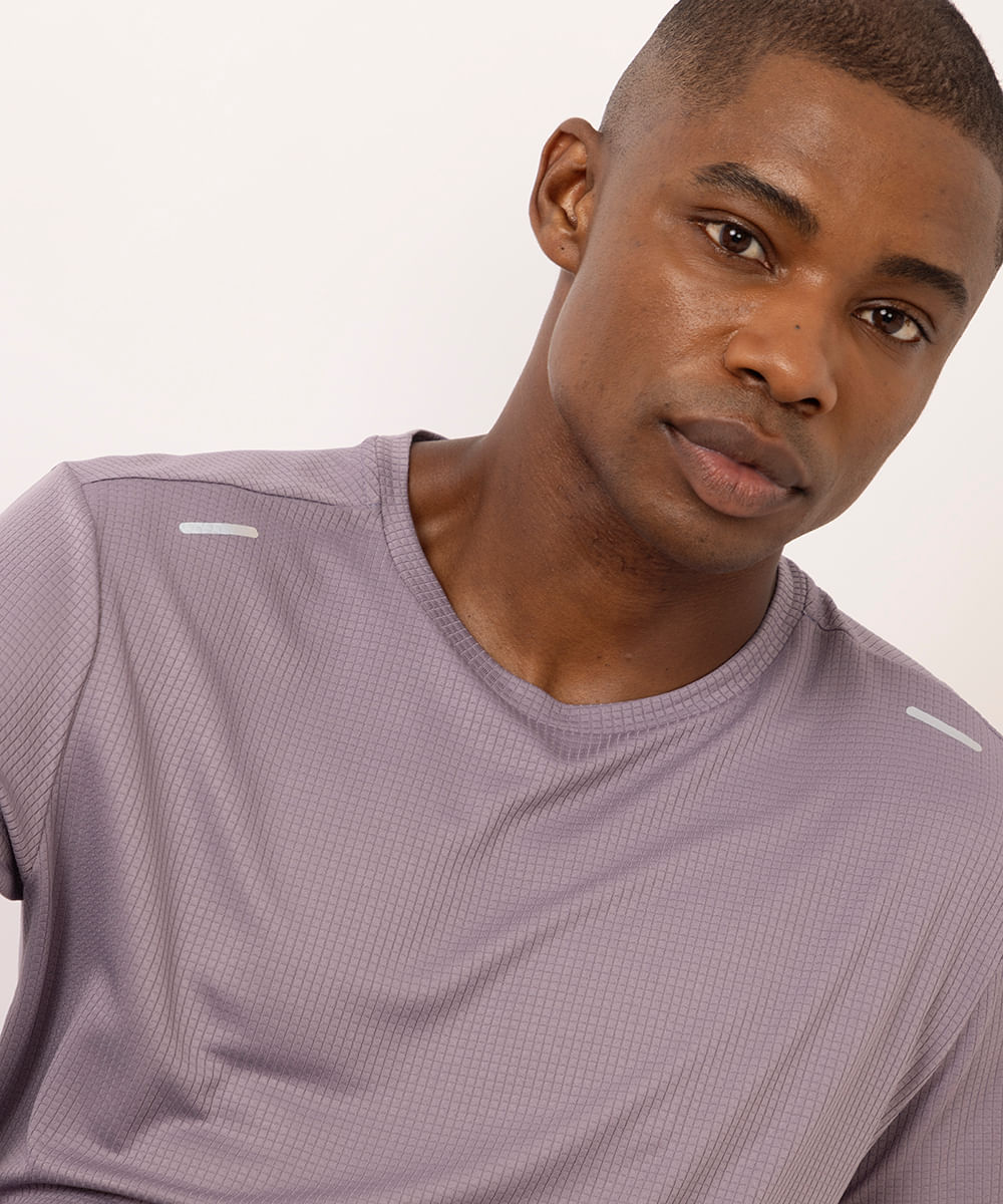 camiseta masculina run esportiva ace texturizada roxa