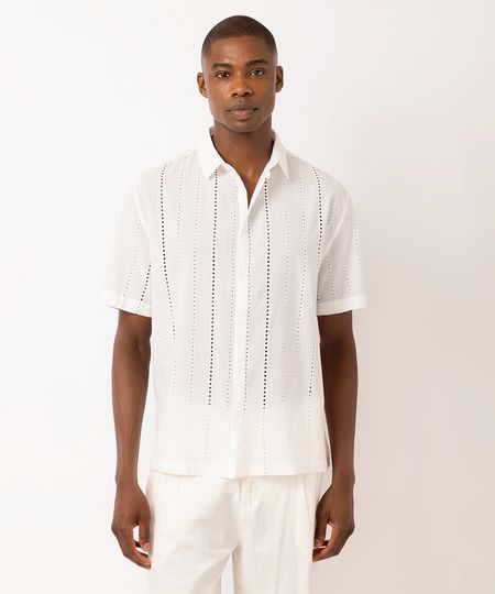 camisa masculina de laise branca PP