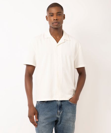 camisa jacquard masculina texturizada off white M