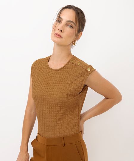 regata muscle feminina texturizada marrom GG