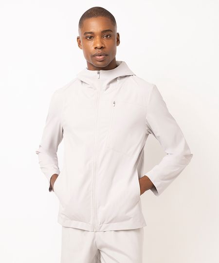 jaqueta masculina esportiva ace com capuz cinza G