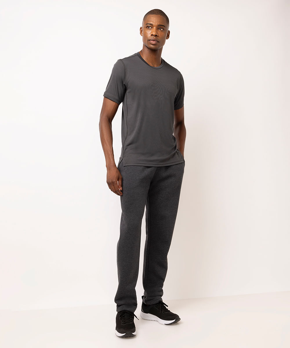 calça masculina esportiva ace de moletom cinza