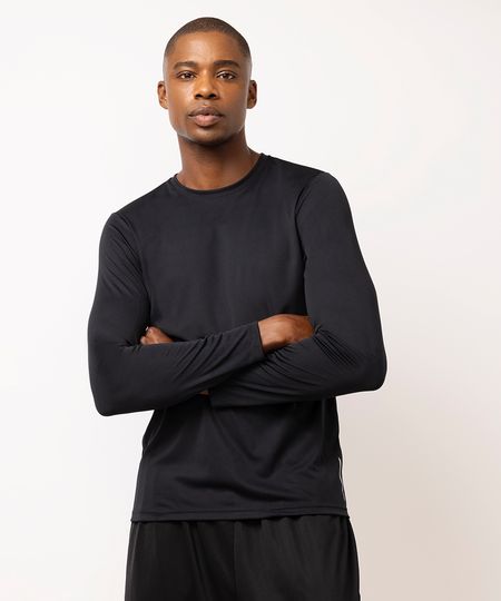 camiseta masculina esportiva ace com proteção uv preta P