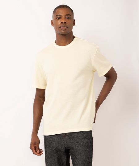 camiseta masculina de algodão texturizada amarela P