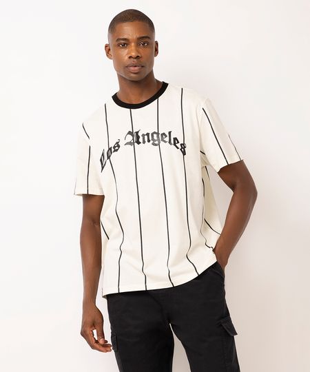 camiseta comfort masculina listrada los angeles off white PP camiseta comfort masculina listrada los angeles off white PP