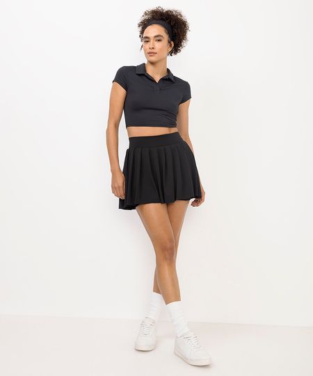 short saia feminino esportivo ace plissado preto GG