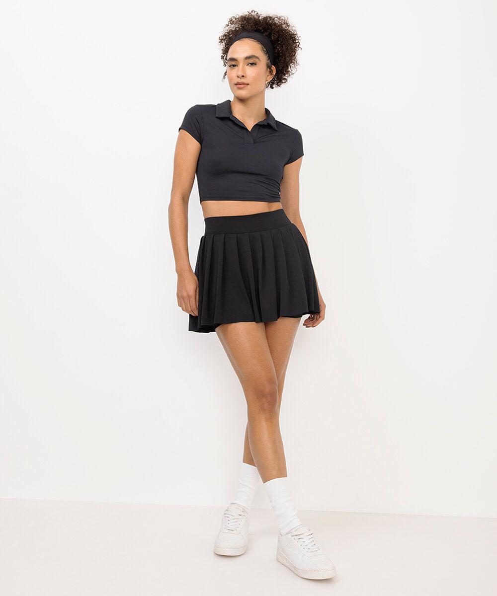 Vista 2 short saia feminino esportivo ace plissado C&A Preto C&A Preto